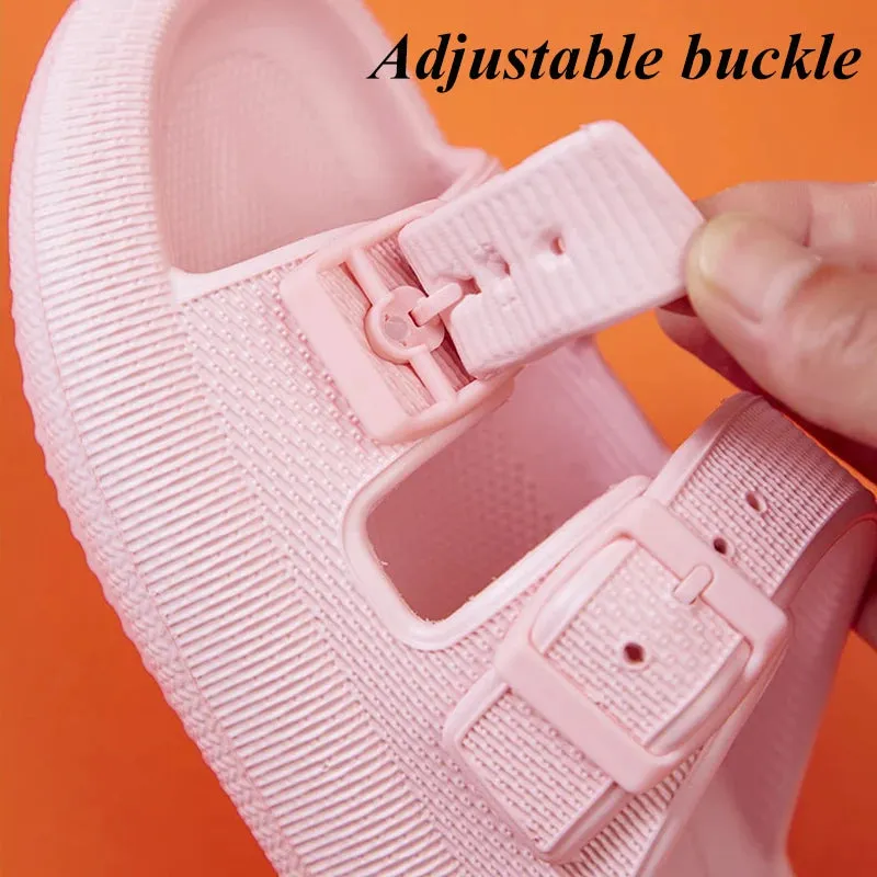 Thick Platform Cloud Slippers Women Fashion Buckle Soft Sole Pillow Slides Sandals Woman Summer Beach Non-Slip Flip Flops