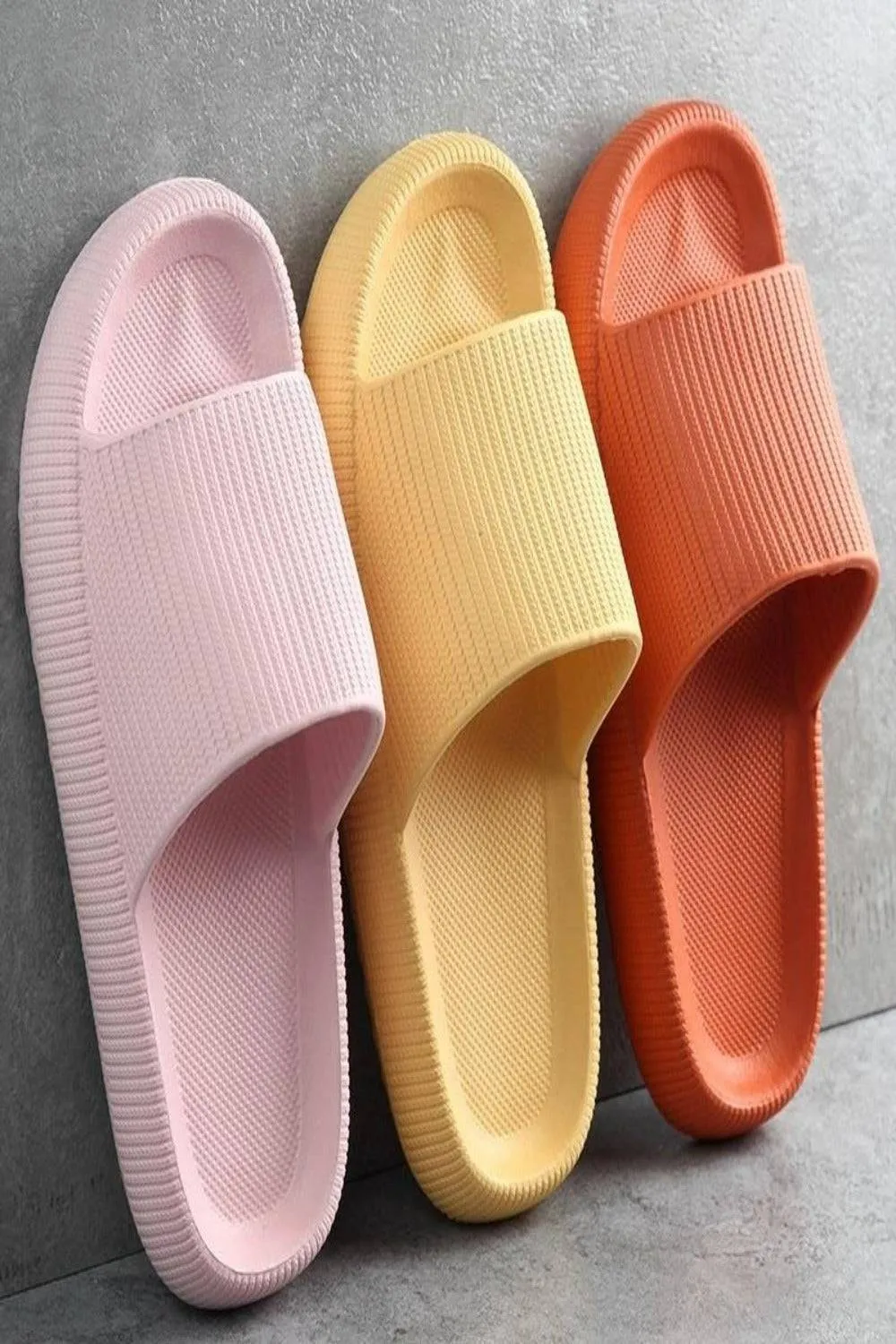 Thick Platform Comfy Orange Rubber Slide Sandals