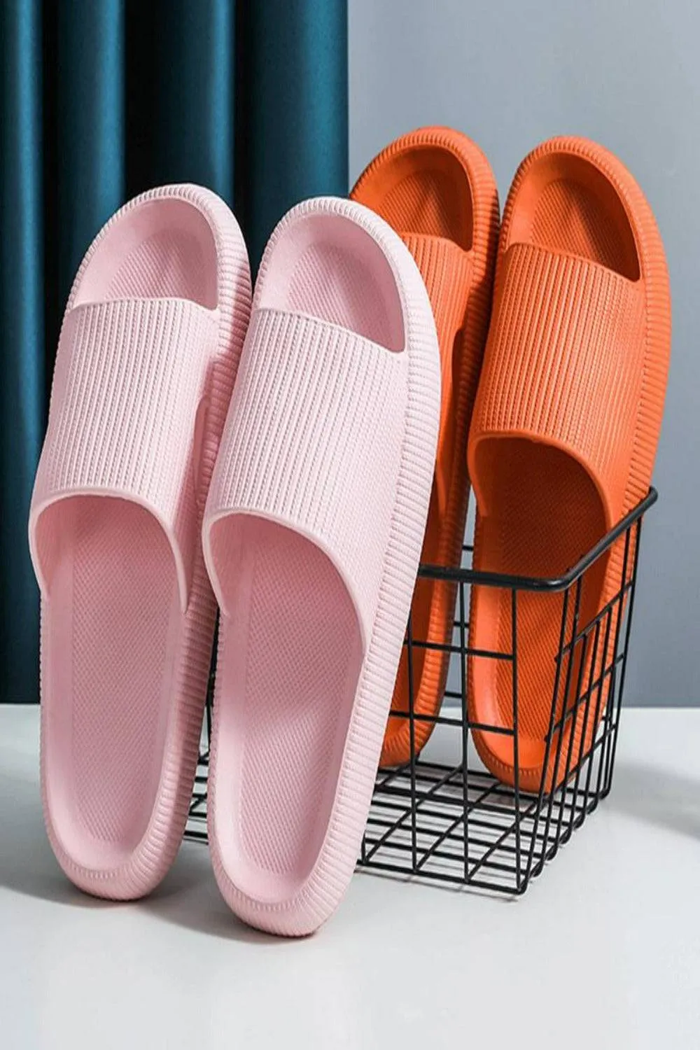 Thick Platform Comfy Orange Rubber Slide Sandals