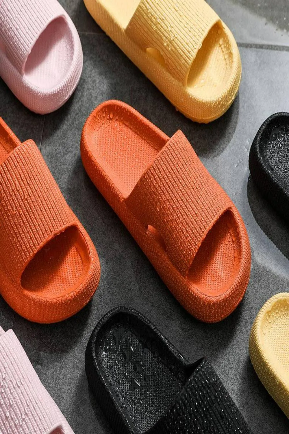 Thick Platform Comfy Orange Rubber Slide Sandals