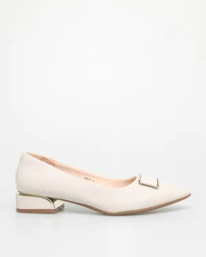 Tomaz NN273 Ladies Square Emblem Flats (Cream)