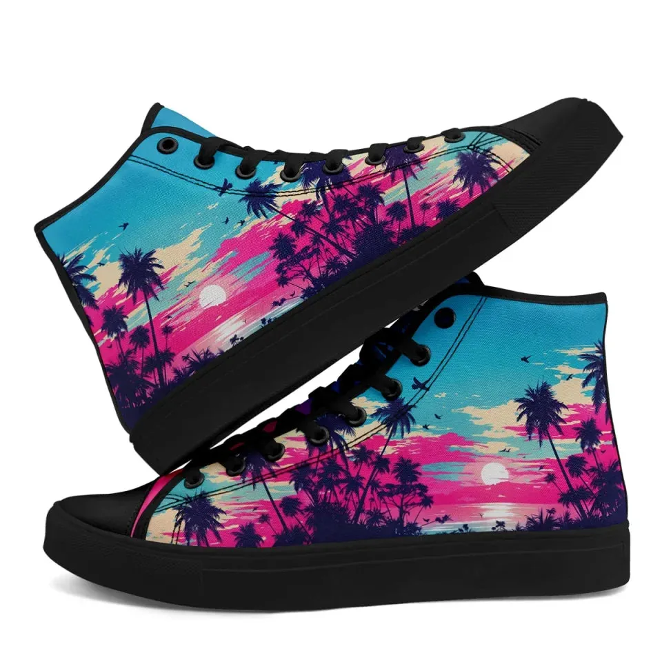 Unique Gift,Personalized Hawaii Design Sneakers, Custom Canvas High Top Shoes, Summer Fashion Shoes