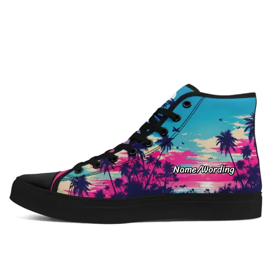 Unique Gift,Personalized Hawaii Design Sneakers, Custom Canvas High Top Shoes, Summer Fashion Shoes