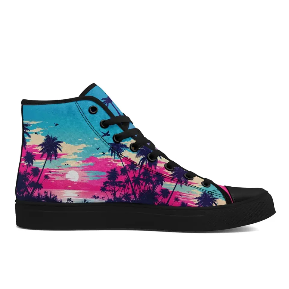 Unique Gift,Personalized Hawaii Design Sneakers, Custom Canvas High Top Shoes, Summer Fashion Shoes