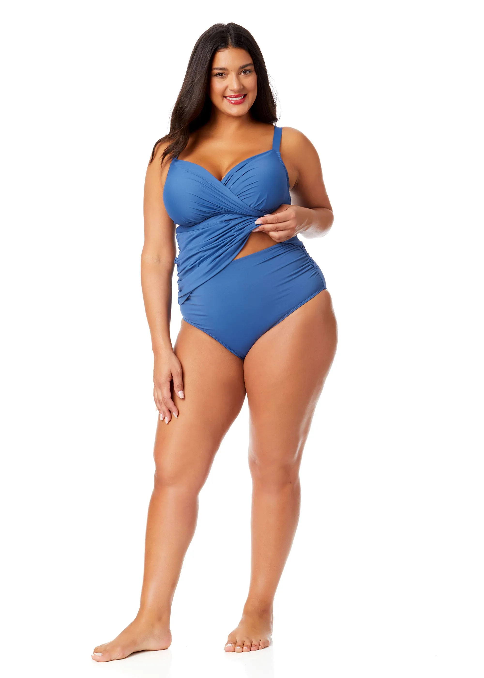 Women's Plus Live In Color Twist Front Underwire Tankini Swim Top